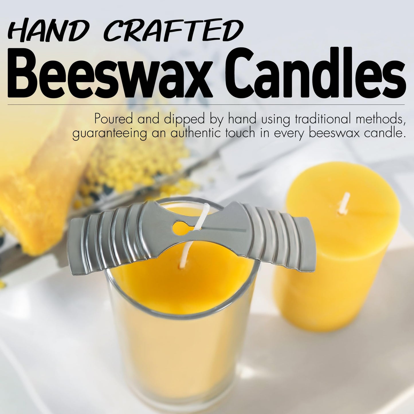 Natural Beeswax Candles 4 Packs, Beeswax Pillar Candles with 140 Hours Burn Time, Organic Emergency Candle Long Burning for Home Room, Smokeless & Dripless, 2x4 inch