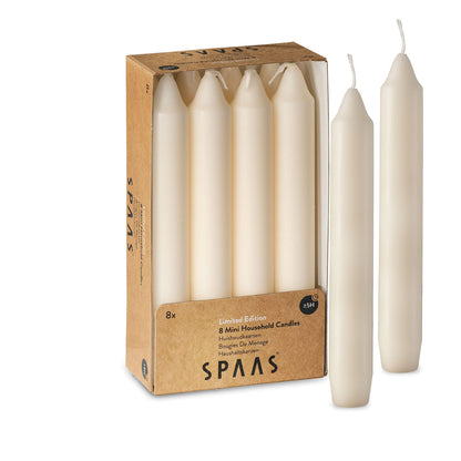 Tribello 6" Ivory Candlesticks - Pack of 8 Short Taper Candles - 5 Hour Long Burning Cream Candlesticks for Christmas, Holiday, Table Candles for Wedding, and Home Decoration