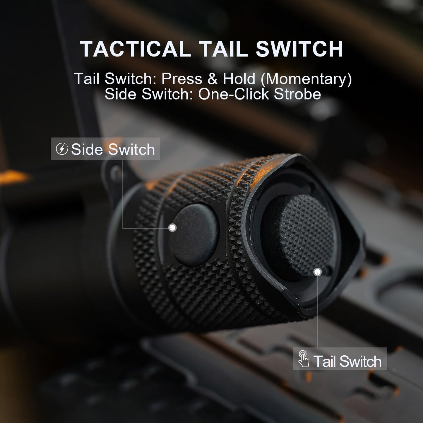 PowerTac Huntsman 1250 Lumens, 510 Meters Long Range MLOK Rail Mounted Tactical Weaponlight Rechargeable Flashlight with Remote Pressure Switch, IPX8 Waterproof