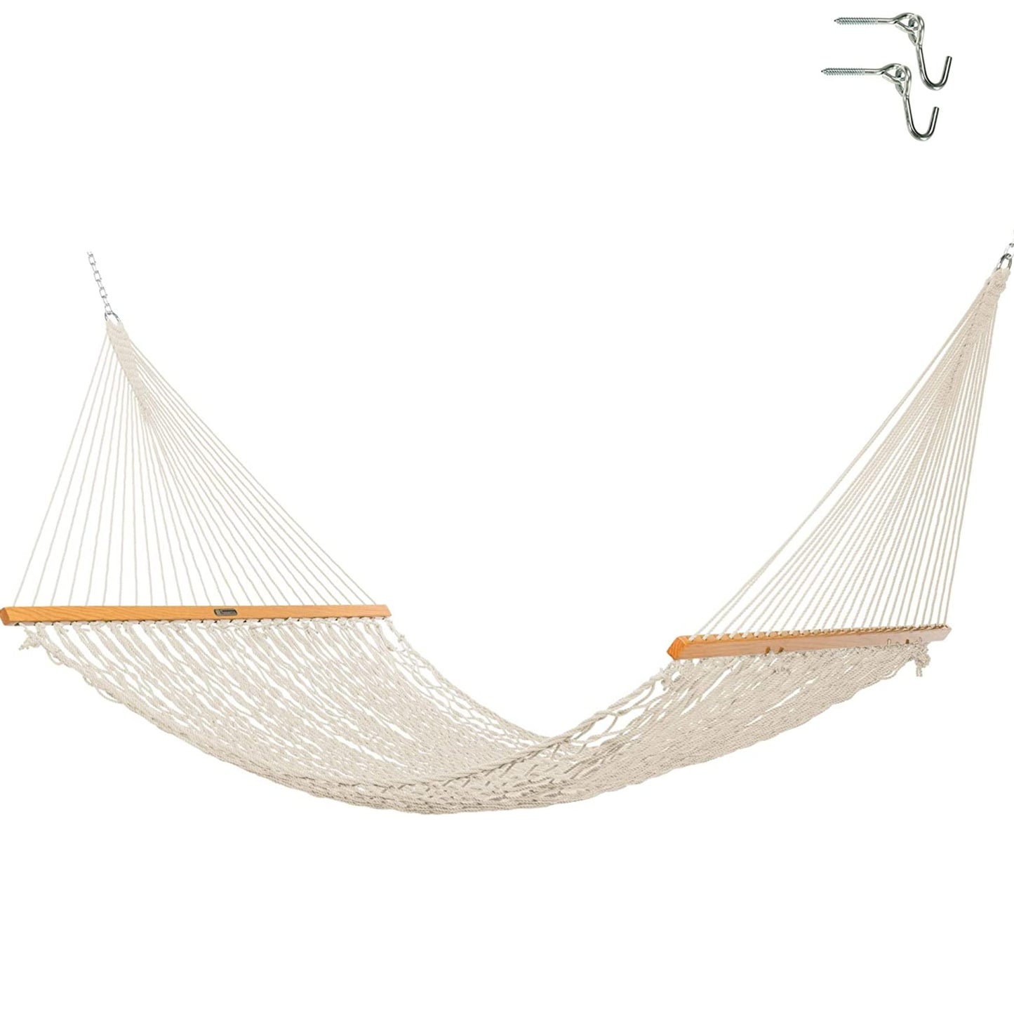 Original Pawleys Island Deluxe Oatmeal DuraCord Rope Hammock – 13 ft. x 65 in, 2-Person, 450 lb Capacity, Oak Spreader Bar, Zinc-Plated Hardware, Handcrafted in the USA