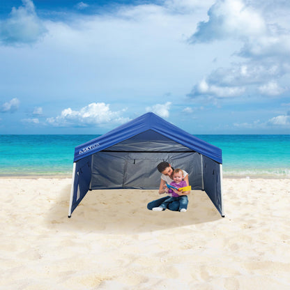 Caravan Canopy Skybox 3.2 Foot x 6.5 Foot Instant Multipurpose Height Adjustable Steel Frame Outdoor Sport Shelter Canopy with Carry Bag, Blue