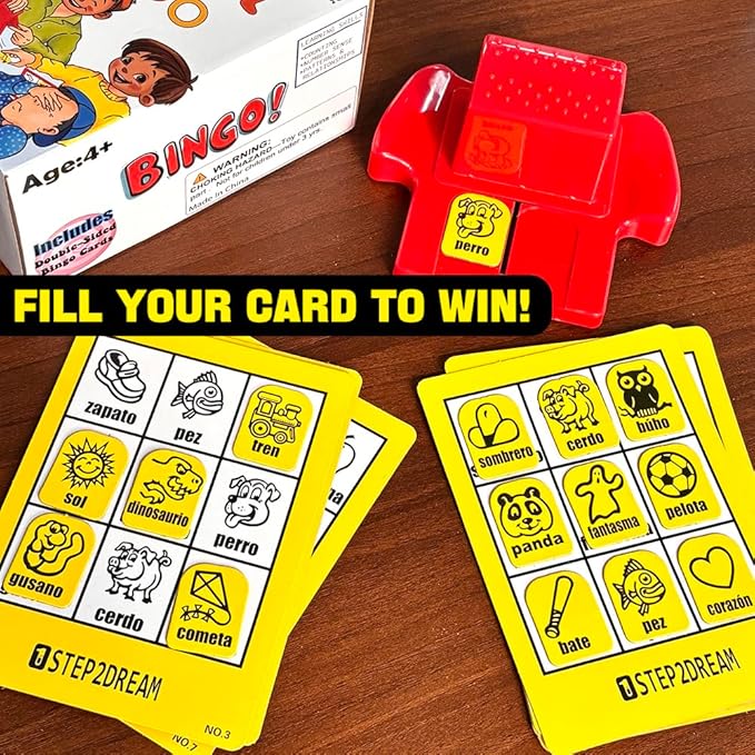 Spanish Vocabulary Bingo for Kids | Educational Learning with Sight Words | Boosts Language and Matching Skills | Ideal for Classroom and Home Use | Spanish Board Game