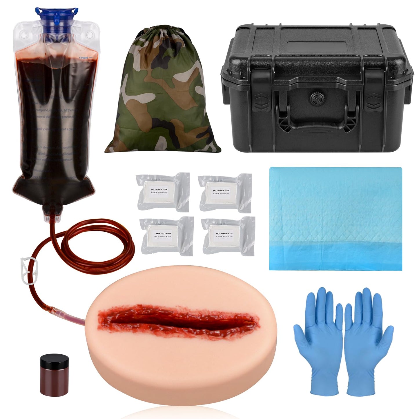 MedEduQuest Laceration Wound Packing Trainer kit, Stop The Bleeding Training Kit, Bleed Control Kit for Medical Classes - Tactical Box