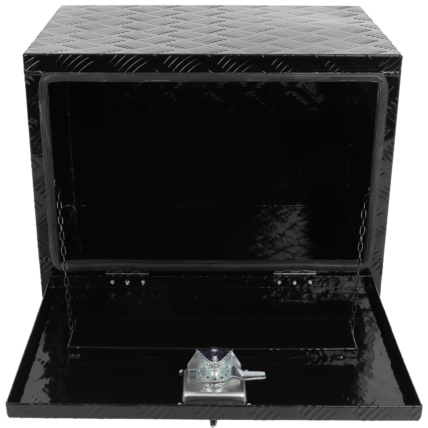 SCITOO 24 Inch Aluminum Diamond Plate Truck Bed Tool Box,Heavy Duty Crossover Storage for Most Full Size Pickups,Lockable Weatherproof Chest,Fits 24" Truck Beds,Easy Access to Load and Unload