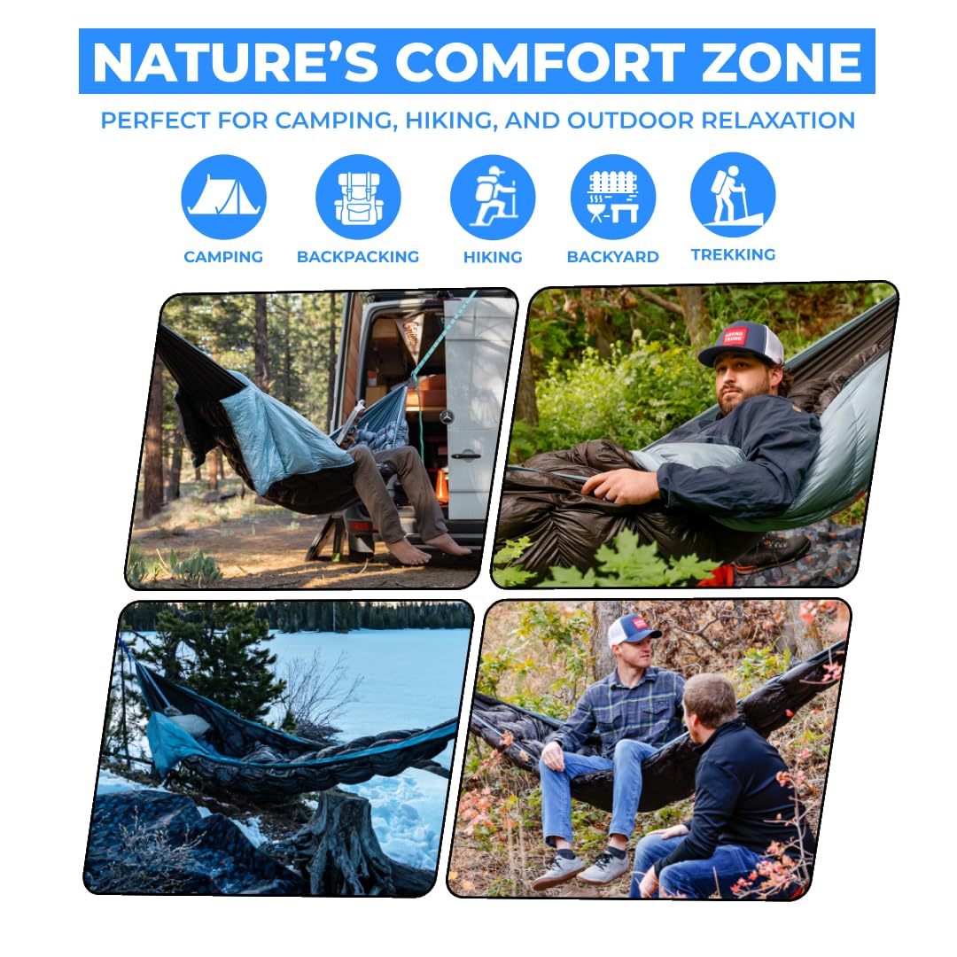 GRAND TRUNK Evolution 20 Down Hammock – Cold Weather Hammock with Integrated Sleeping Bag & Underquilt, 20°F Rated, Lightweight Camping & Backpacking Hammock