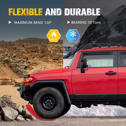BUNKER INDUST Gen 7th Traction Boards with Mounting Kit, Pair Offroad Recovery Tracks with Jack Base for 4X4 Jeep Truck Tire Traction-Sand,Mud, Snow Ramps (Red)