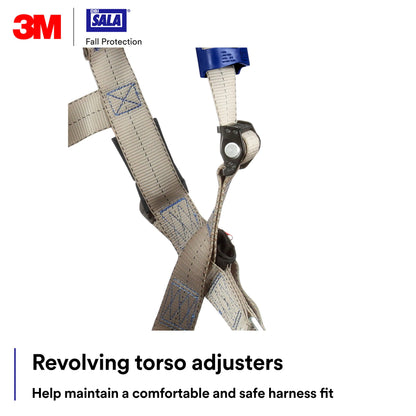 3M DBI-SALA ExoFit X100 Comfort Vest Safety Harness Fall Protection, OSHA, ANSI, General Purpose, 1 D-Ring, Tongue Buckle Leg Strap, Pass-through Chest Buckle, Zinc Plated Steel, 1401004, 2X