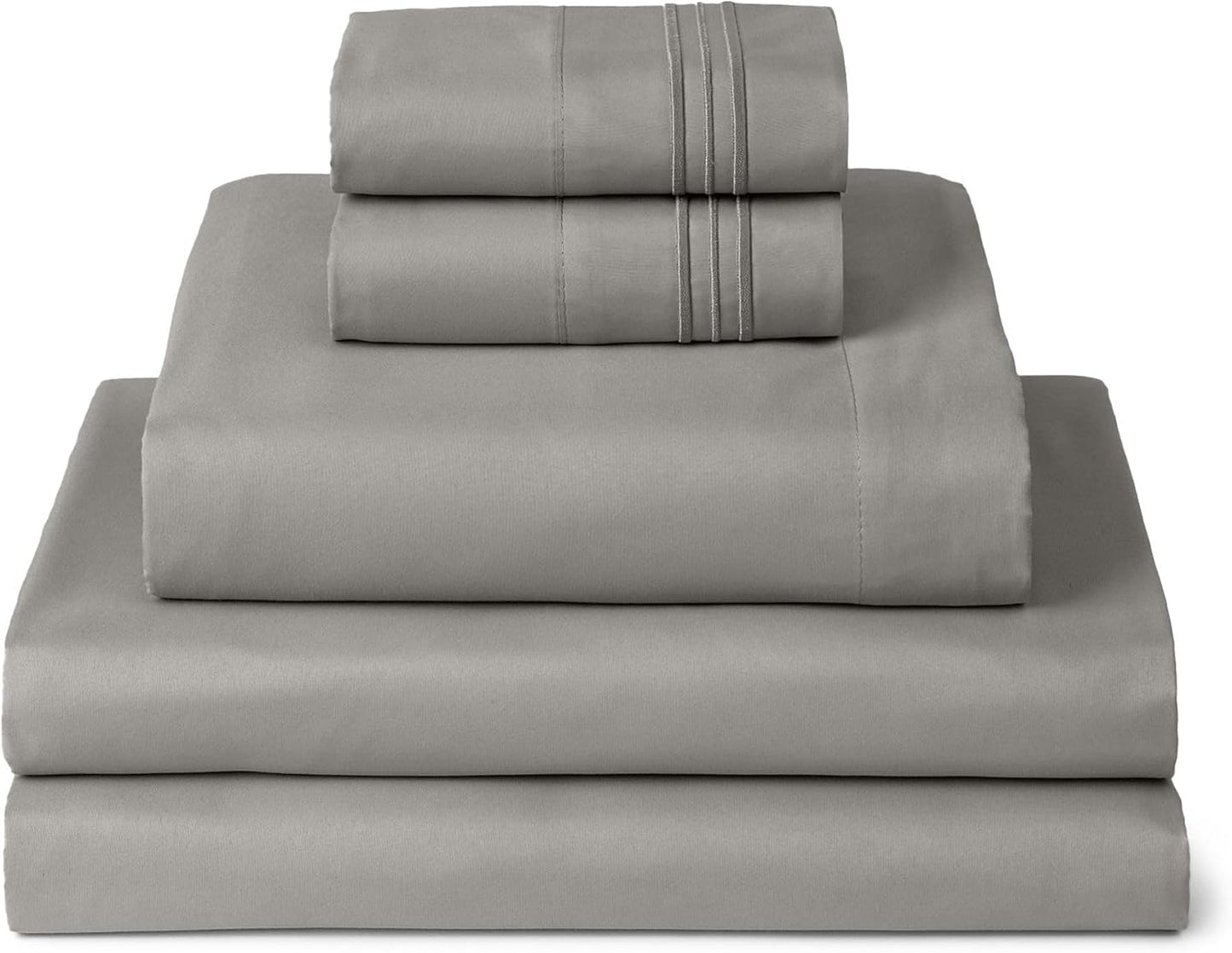 Mellanni Split King Sheets Set - 5 PC Hotel Luxury Bedding | Extra Soft, Cooling, Wrinkle-Resistant (Taupe)