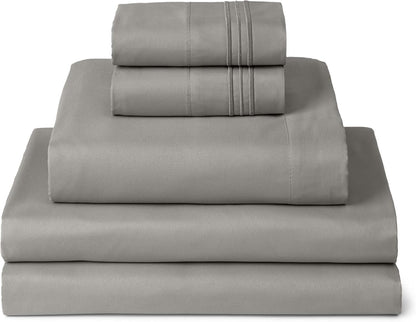 Mellanni Split King Sheets Set - 5 PC Hotel Luxury Bedding | Extra Soft, Cooling, Wrinkle-Resistant (Taupe)