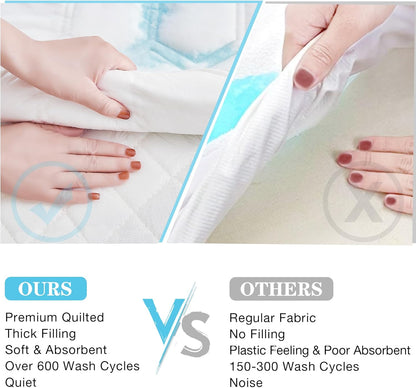 Skiennix Twin Mattress Protector - Waterproof & Hypoallergenic Bed Cover | Soft, Washable Quilted Pad with Deep Pockets up to 21 Inches