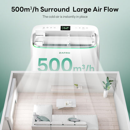 ZAFRO Smart Inverter Portable Air Conditioners, 16000 BTU (12000 BTU SACC) Dual Hose Portable AC Unit with Energy Saving/Ultra Quiet(42dB)/Drainage-free Cooling/APP/Remote for Multi-Scenario Use