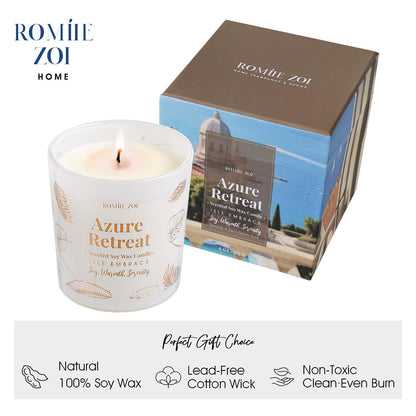 ROMIIE ZOI Tidal Treasure Scented Candle - Ocean Whisper - 6oz Soy Wax Candle for Home Scented, Stress Relief Candle Gifts for Women/Men