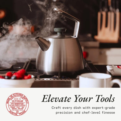Made In Cookware | 2 QT Kettle | Stainless Steel | With Built-In Temperature Gauge | Includes Handle Sleeve | Induction Compatible