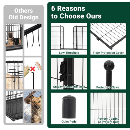 IDEALHOUSE Dog Playpen – 40" h 16-Panel Heavy Duty Metal Pet Exercise Pen for Indoor/Outdoor Use, Wide Door with Low Threshold, Portable Puppy Enclosure for RV, Camping, Garden, Yard