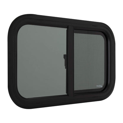 RecPro RV Window Replacement | Teardrop Style | 24inW x 15inH | Horizontal Sliding | Black | Model RP-WIN