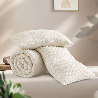 Andency Beige California King Comforter Set, 3 Pieces Cream Boho Tufted Cal King Bedding Set & Collections, Soft Lightweight Down Alternative Bed Set (104x96In, 2 Pillowcases)
