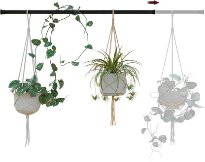 Bamworld Adjustable Window Plant Hanger - No Drill Expandable Indoor Planter Holder | 27''-51'' Black