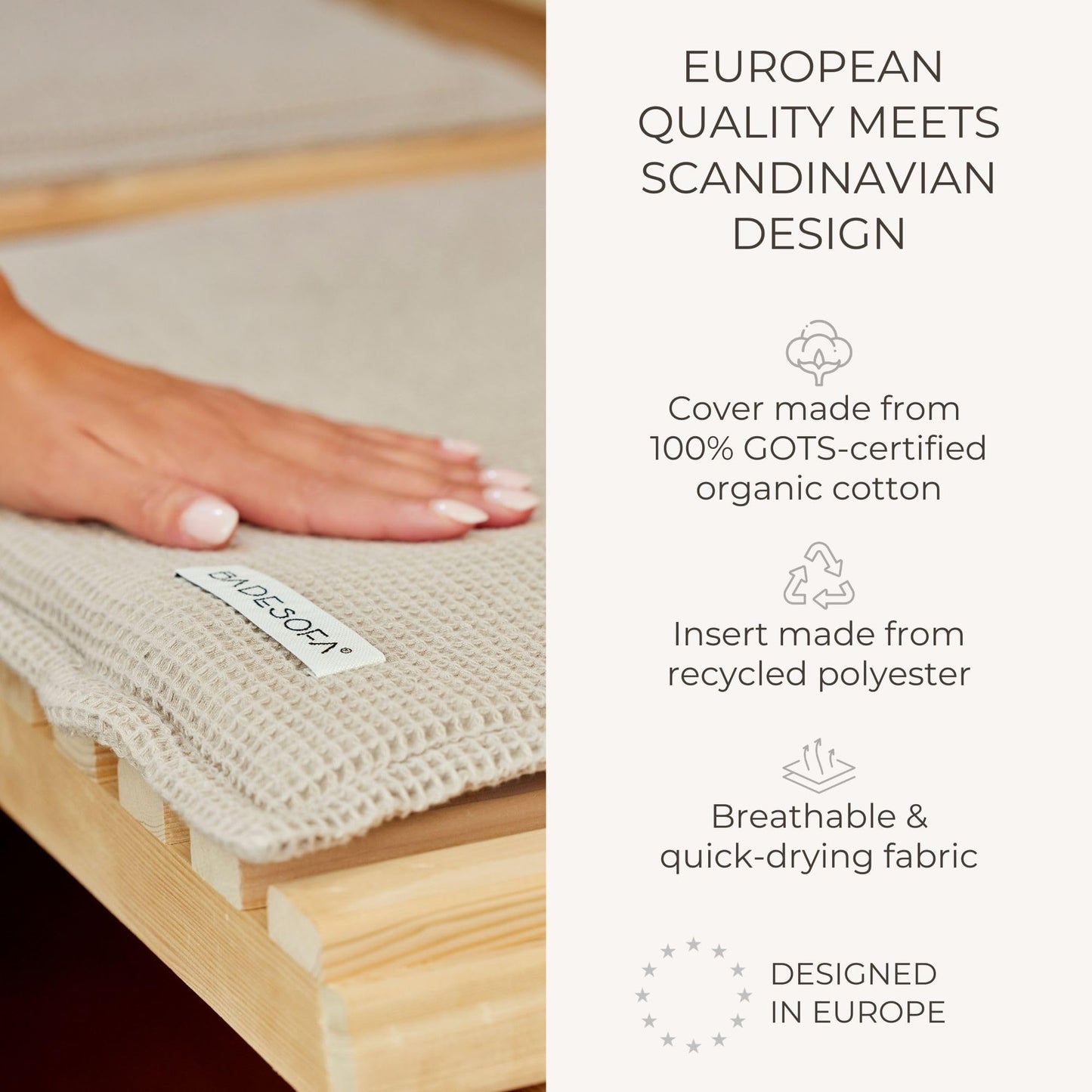 BADESOFA SAUNASOFA™ Sauna Mat & Pillow Set – 3 Seater Sauna seat Cushion and Pillow for Indoor and Outdoor Infrared or Finnish Sauna – Luxury Sauna Gift in Charcoal