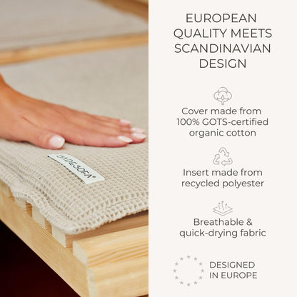BADESOFA SAUNASOFA™ Sauna Mat & Pillow Set – 3 Seater Sauna seat Cushion and Pillow for Indoor and Outdoor Infrared or Finnish Sauna – Luxury Sauna Gift in Charcoal