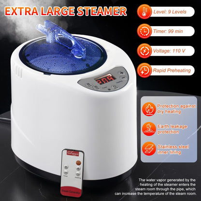 X-Vcak Portable Steam Sauna Tent for Home, Steam Sauna for Home with Steamer, 9 Temp Levels & 99 Min Timer, 5-Layer Waterproof Insulated, Folding Chair