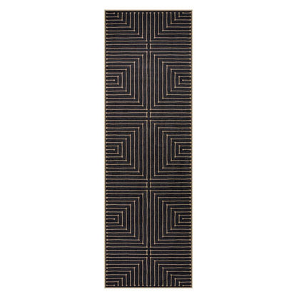 Lahome Neutral Geometric Kitchen Rugs, 2x8 Washable Entryway Hallway Runner Rug Non Slip, Farmhouse Rhombus Low Pile Non Shedding Black Indoor Outdoor Carpet Runner for Laundry Room
