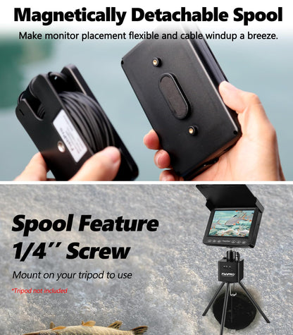 [FishPRO® 2026 Upgrade] Underwater Fishing Camera 4.3'' [Proven Since 2017] Ice Fishing Camera 1000 TVL w/ 65ft Magnetic-Spool, IR, USB-C, 5000mAh, Portable Fish Finder for Ice Lake Boat Kayak Fishing