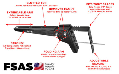 Mount-n-Lock RV Bumper Bundle (2 Items): 1 Set HD SafetyStruts, 1 Pair GennyGo Folding Arms (1SNUHD, 2FSAS)
