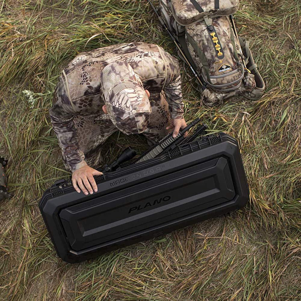 Plano All Weather 42” Tactical Gun Case with Wheels, Black with Pluck-to-Fit Foam, Watertight & Dust-Proof Shield Protection, TSA Airline Approved for Travel