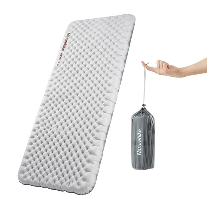 Naturehike Ultralight Insulated Sleeping Pad with R5.8, 3.2in Thickened Patchworkable Inflatable Double Sleeping Mat for Camping, Hiking, Climbing with Inflatable Bag (Silver-Rectangular-Large)