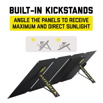 SunJack – 40 Watt Foldable Solar Panel, ETFE Waterproof Portable Solar Panel with Kickstands, USB-C PD30W, USB-A QC3.0, DC Output, Solar Panels for Camping, Hiking, Emergency Power