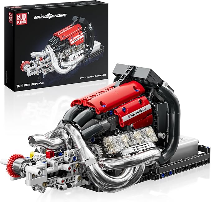 Mould King Formula One Engine Building Blocks Motor Model Building Toys Car Combustion Engine Sets 10188 Creative STEM Kit for Adults 14+ (980PCS)