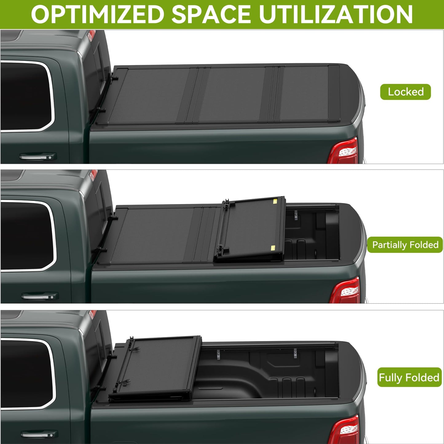 AUTOSAVER88 Low-Profile Hard Tri Fold Truck Bed Tonneau Cover Fit for Jeep Gladiator JT 2020 2021 2022 2023 2024 2025 2026 with 5ft Bed with Trail Rail System