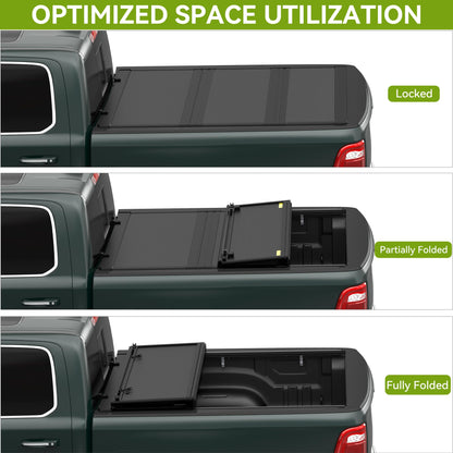 AUTOSAVER88 Low-Profile Hard Tri Fold Truck Bed Tonneau Cover Fit for Jeep Gladiator JT 2020 2021 2022 2023 2024 2025 2026 with 5ft Bed with Trail Rail System