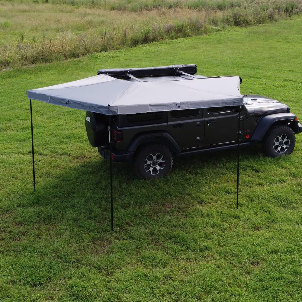 BouPower 270 Passenger Side Awning, Retractable Rooftop Tent for Car, Truck, SUV, Jeep, RV, Van, Overland Awning Cover, Sun Shelter with Light, Waterproof, UV-Proof