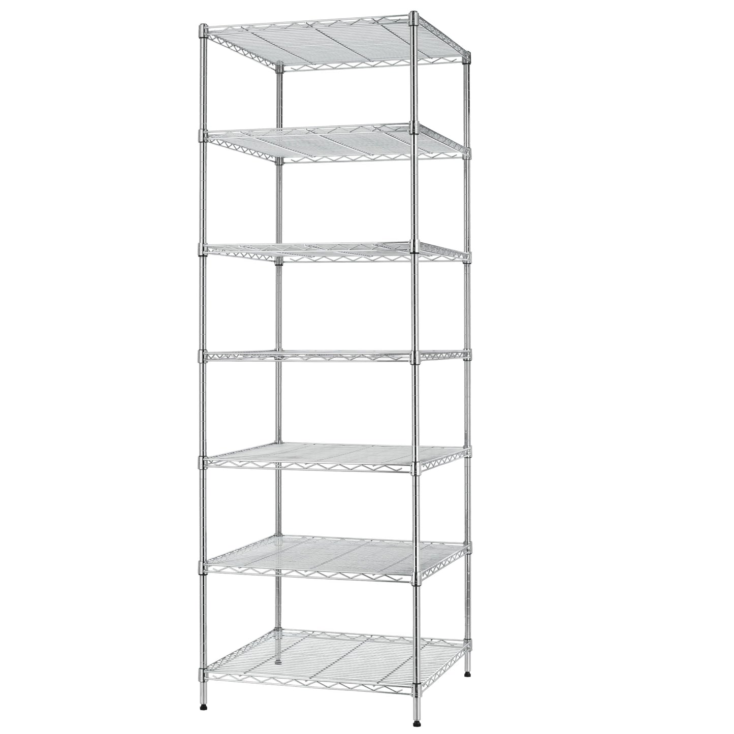 Finnhomy Heavy Duty 7 Tier Wire Shelving, 24x24x72 inches 7 Shelves Storage Rack with Thicken Steel Tube, Pantry Shelves for Storage, Adjustable Metal Shelf Unit, NSF Certified, Chrome