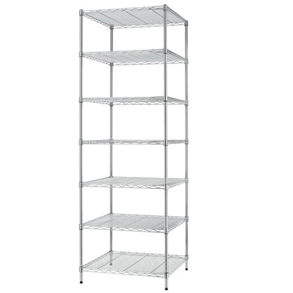Finnhomy Heavy Duty 7 Tier Wire Shelving, 24x24x72 inches 7 Shelves Storage Rack with Thicken Steel Tube, Pantry Shelves for Storage, Adjustable Metal Shelf Unit, NSF Certified, Chrome
