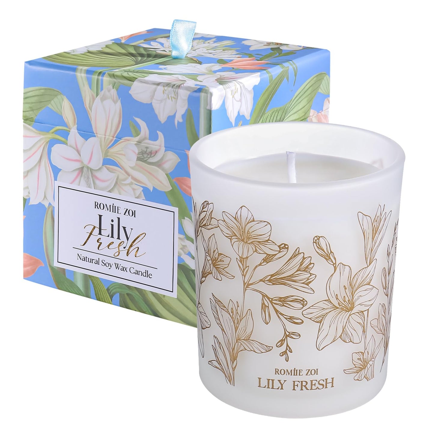 ROMIIE ZOI Scented Candle - Lily Fresh - 6oz Soy Wax Candle for Home, Gifts for Women