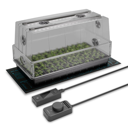 AC Infinity Heavy-Duty Large Humidity Dome 6x12 Germination Kit, Full Spectrum LED Grow Light Bars w/Samsung LM301H EVO LEDs, Heat Mat, 3 mm Thickest Dome, Trays, Extension Panels, for Seed Starting