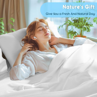 SONORO KATE 100% Egyptian Cotton Sheets Set - Luxury 5-Star Hotel Quality, Soft & Breathable | 4-Piece Queen Set (White)