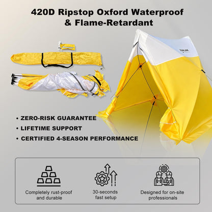 XIXIKANK Instant Pop-Up Emergency Shelter, 30-Second Setup All-Weather Work Tent for Disaster Relief, First Aid, Outdoor Survival & Worksites, Waterproof & Windproof 6.6ft x 6ft x 6.2ft