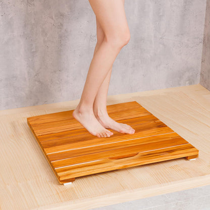 NNN 36" x 36" Teak Shower Mat – Handcrafted, Marine-Grade Reinforced, Supports Up to 400 lbs, Indonesian Teak.