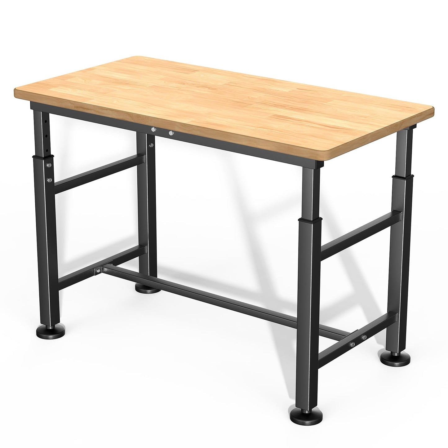Ultrawall Workbench for Garage, 47.5" Adjustable Height Work Table, Heavy Duty Rubber Wood Workstation for Workshop, Office, Home, 2000 LBS Load Capacity