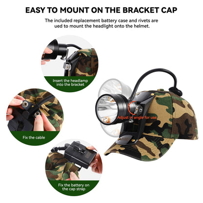 GearOZ 10W LED Coyote Hog Coon Hunting Lights, Rechargeable Hunter Headlamp, Waterproof 60000LUX Super Bright LED Predator Hunter Head Light & 3 Colors (White Red Green), 7 Position Switch