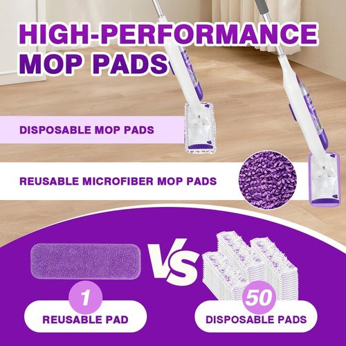 HOMEXCEL Microfiber Mop Pads - Reusable PowerMop Refills for 13"-15" Spray Mops | Machine Washable, Pack of 4