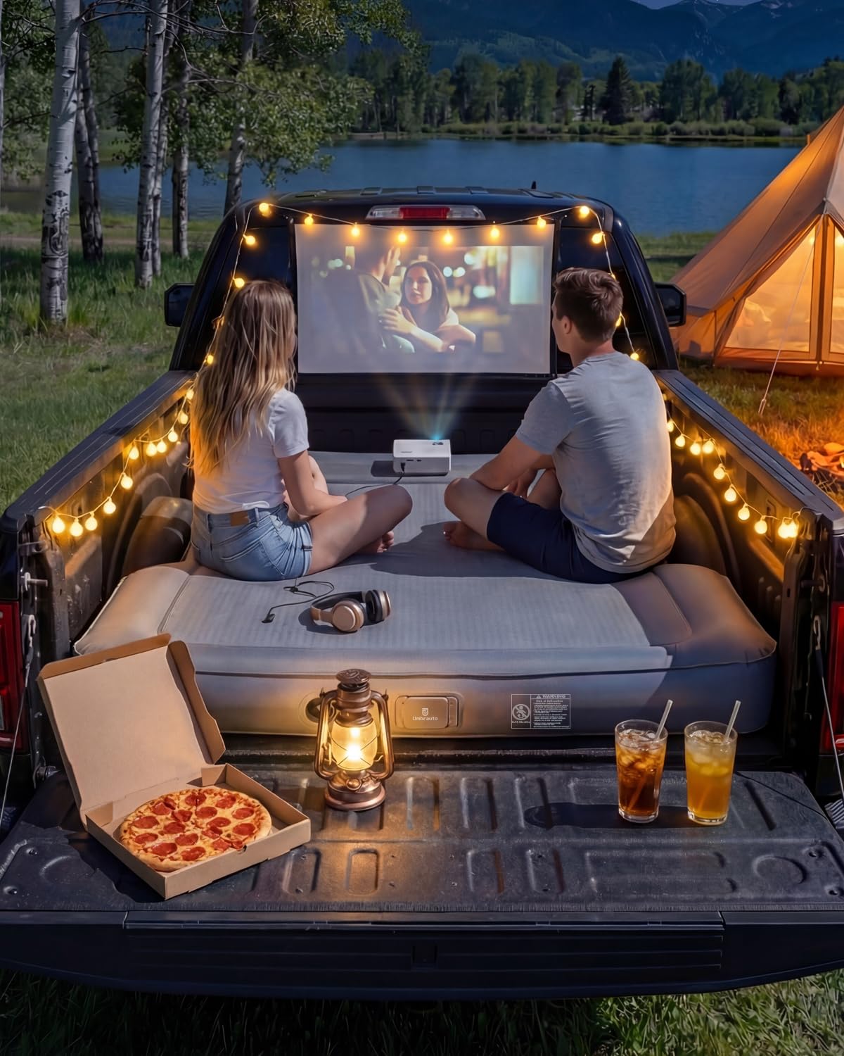 Umbrauto Upgraded Truck Bed Air Mattress for Full Size Short Beds 5.5-5.8ft, Drop-Stitch Tech with Built-in Pump, Heavy Duty Silent Inflatable Tent Bed for Outdoor Camping