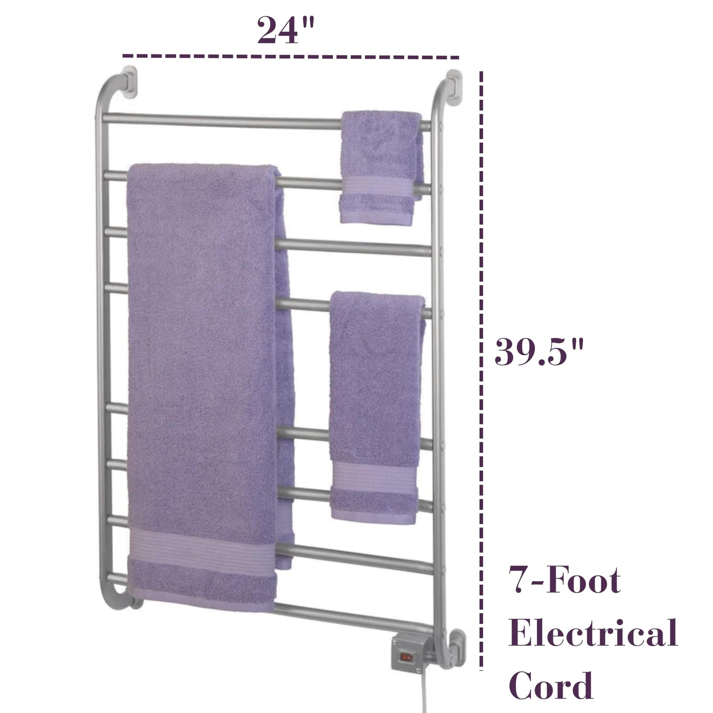 Warmrails Kensington Towel Warmer - Wall Mounted Towel Warmer Rack for Drying Towels and Garments - 39.5-Inch Nickel Finish Frame with 4 Bars - Model HSKS