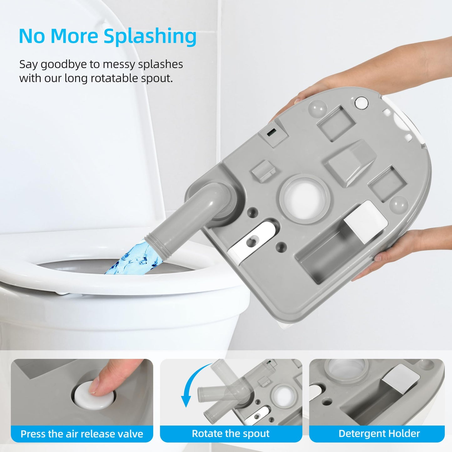 YITAHOME 6.34 Gallon Portable Toilet for Camping, RV Travel Porta Potty Leak-Proof with Press Flush Pump, Paper and Detergent Collection, Rotating Spout for Adults, Boating, Hiking, Trips