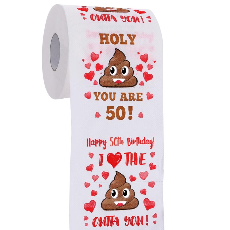 50th Birthday Gifts for Women, Men, Her, Him - Happy Prank Toilet Paper - 50th Birthday Decorations, Party Supplies Favors - 50 Years Old Funny Gag Gift Ideas, Novelty Bday Present for Friends, Family