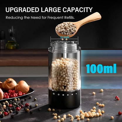 Skiennix Electric Salt and Pepper Grinder Set - Automatic Shakers with 6-Level Coarseness | Black