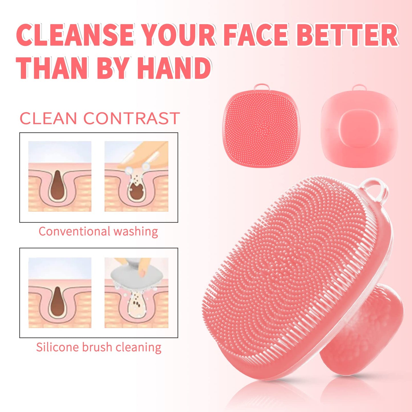 VWMYQ Face Scrubber, Silicone Face Scrubber for Men Facial Cleansing Brush Silicone Face Wash Brush Manual Waterproof Cleansing Skin Care Face Brushes for Exfoliating- Black